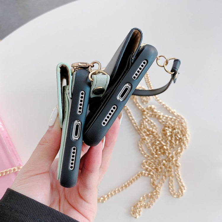 For iPhone 11 Creative Solid Color Handheld Leather Case with Wallet & Chain