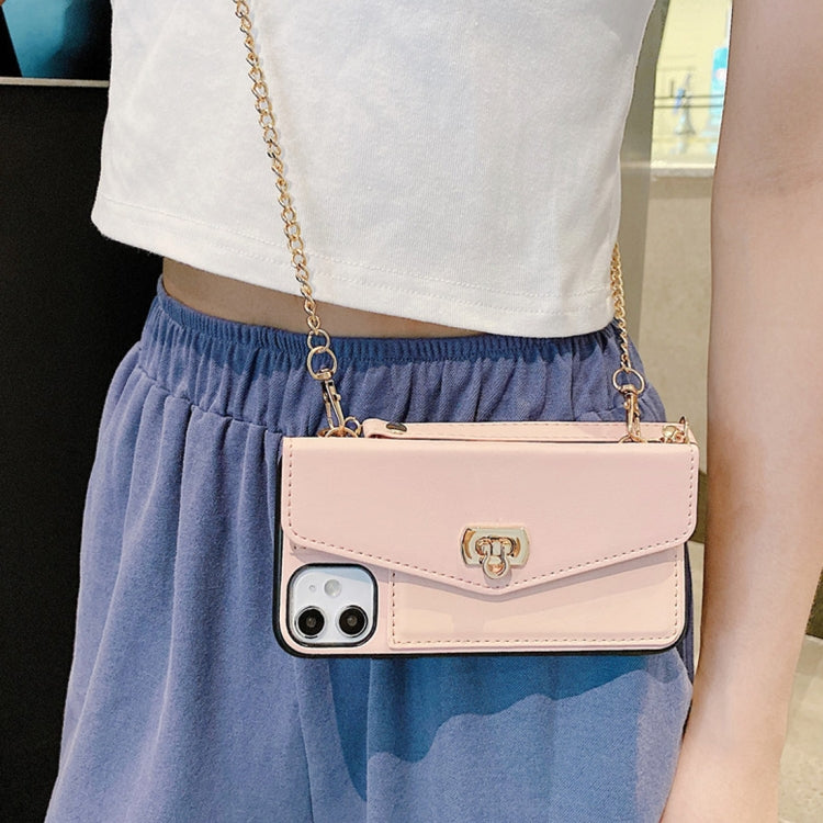 For iPhone 11 Creative Solid Color Handheld Leather Case with Wallet & Chain