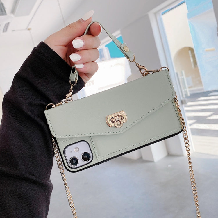 For iPhone 11 Pro Max Creative Solid Color Handheld Leather Case with Wallet & Chain