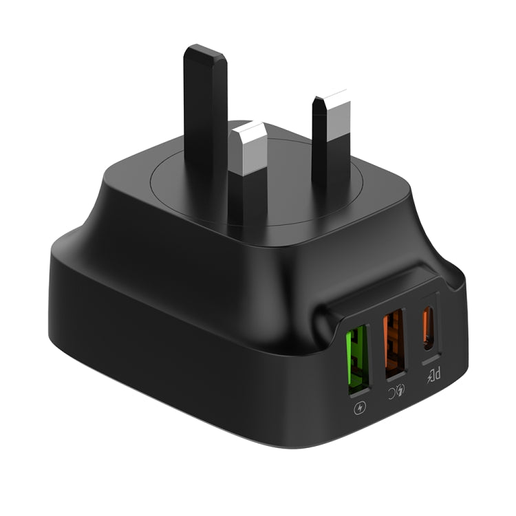 LDNIO Q334 32W Type-C + Dual USB Port Charger with 1m 8 Pin Data Cable, Plug Type:UK Plug
