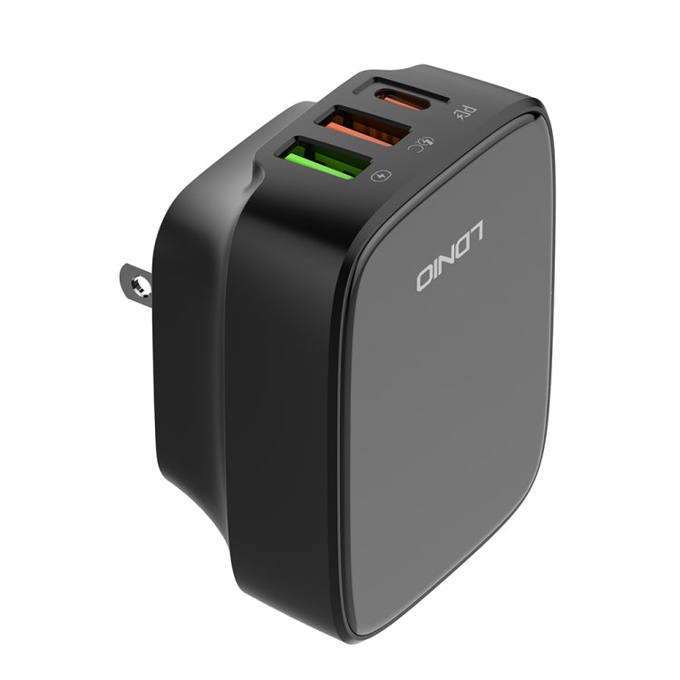 LDNIO Q334 32W Type-C + Dual USB Port Charger with 1m 8 Pin Data Cable, Plug Type:US Plug