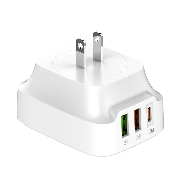 LDNIO Q334 32W Type-C + Dual USB Port Charger with 1m USB-C / Type-C Data Cable, Plug Type:US Plug