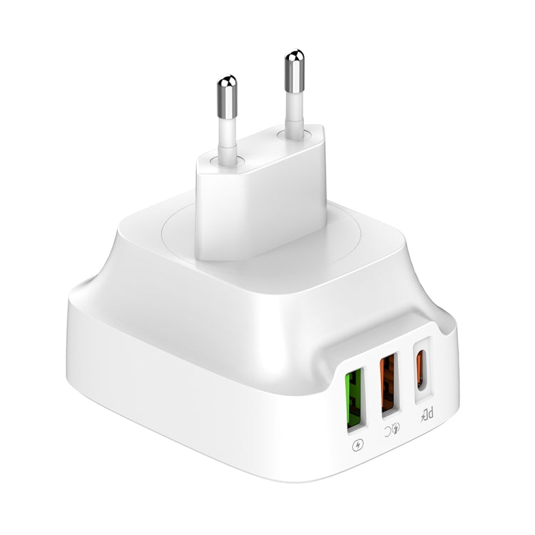 LDNIO Q334 32W Type-C + Dual USB Port Charger with 1m USB-C / Type-C to USB-C / Type-C Data Cable, Plug Type:EU Plug