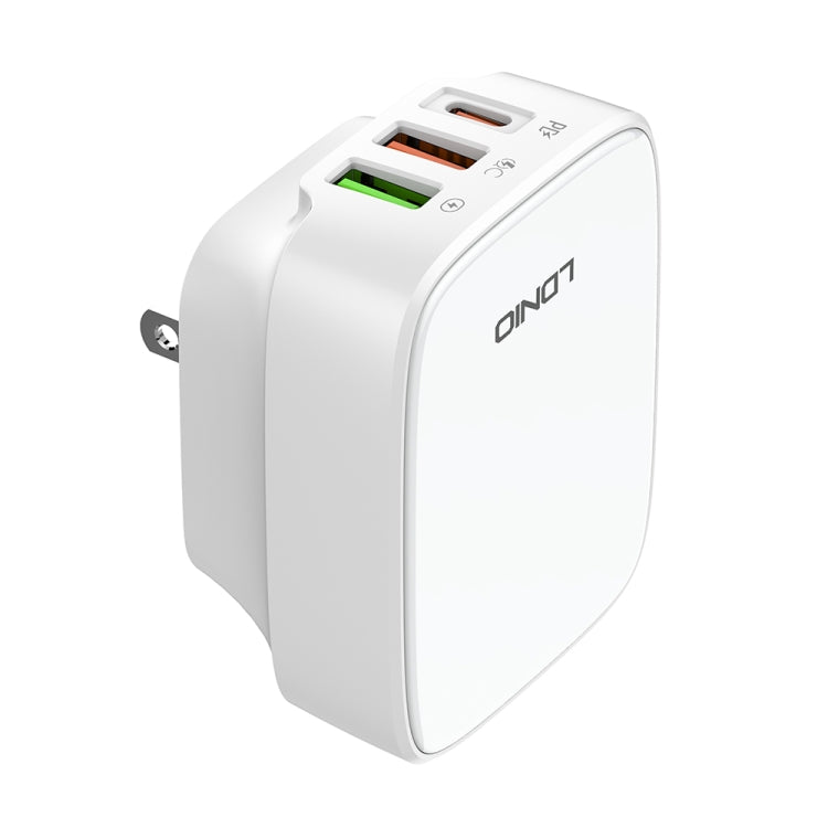 LDNIO Q334 32W Type-C + Dual USB Port Charger with 1m USB-C / Type-C to USB-C / Type-C Data Cable, Plug Type:US Plug