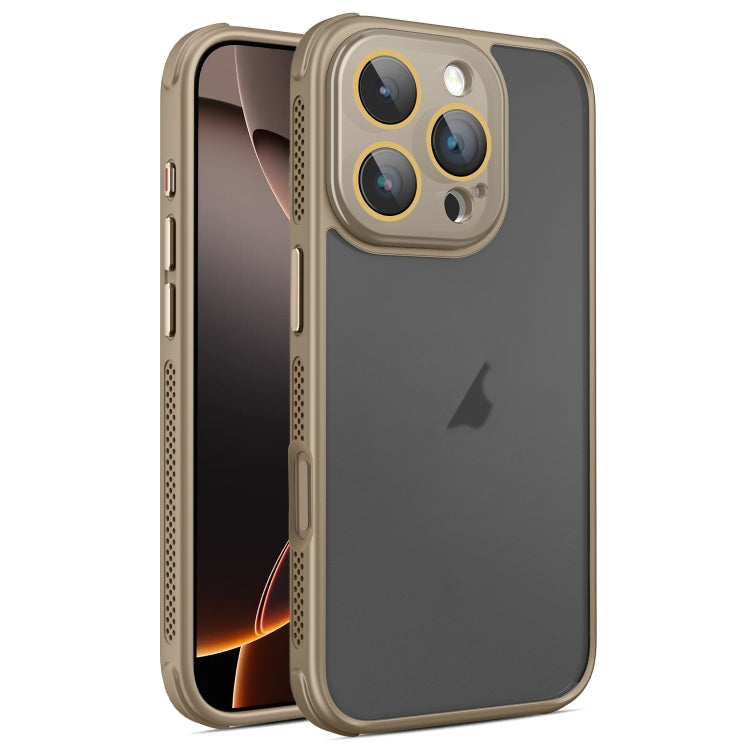 For iPhone 16 Pro Hardware Side Cooling Skin Feel Frosted Phone Case with Lens Film
