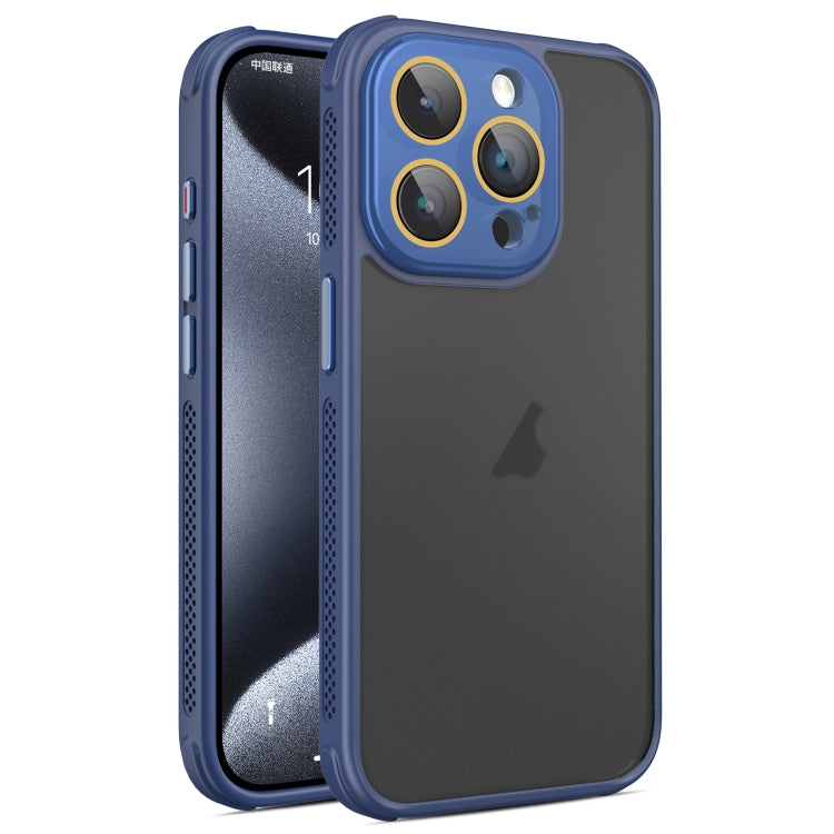 For iPhone 15 Pro Max Hardware Side Cooling Skin Feel Frosted Phone Case with Lens Film