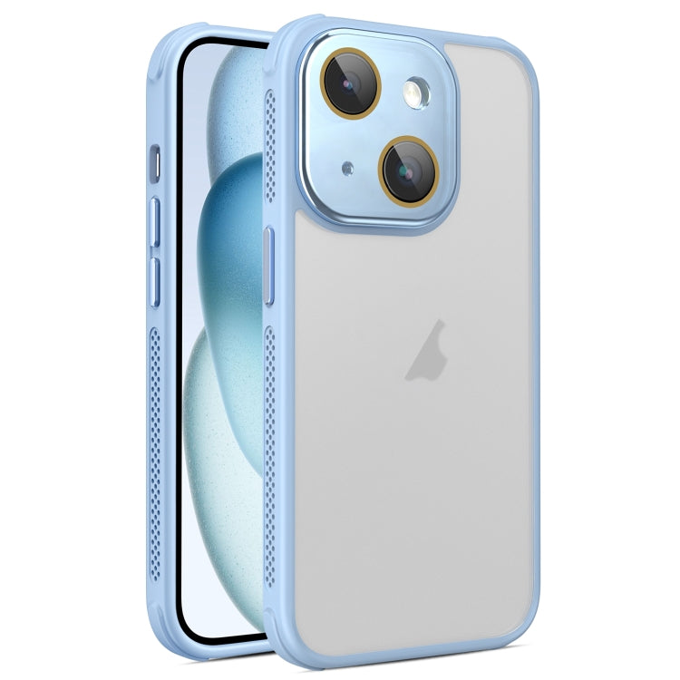 For iPhone 15 Hardware Side Cooling Skin Feel Frosted Phone Case with Lens Film