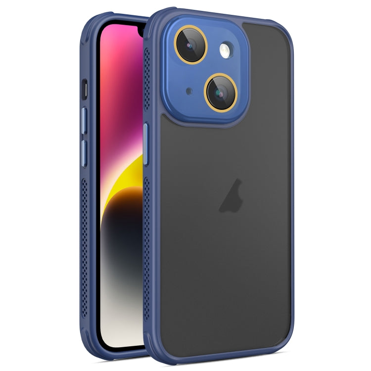 For iPhone 14 Hardware Side Cooling Skin Feel Frosted Phone Case with Lens Film