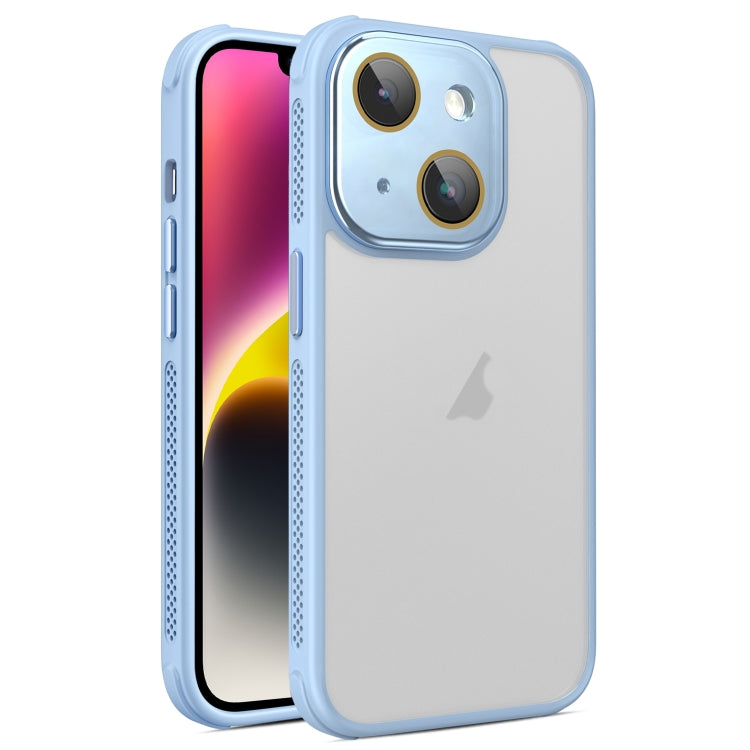 For iPhone 14 Hardware Side Cooling Skin Feel Frosted Phone Case with Lens Film