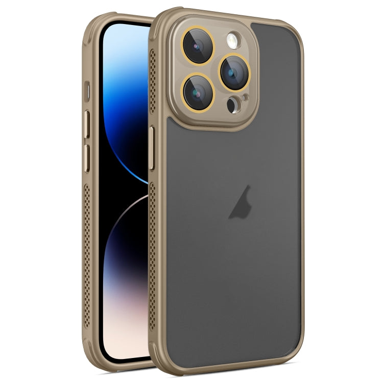 For iPhone 14 Pro Max Hardware Side Cooling Skin Feel Frosted Phone Case with Lens Film