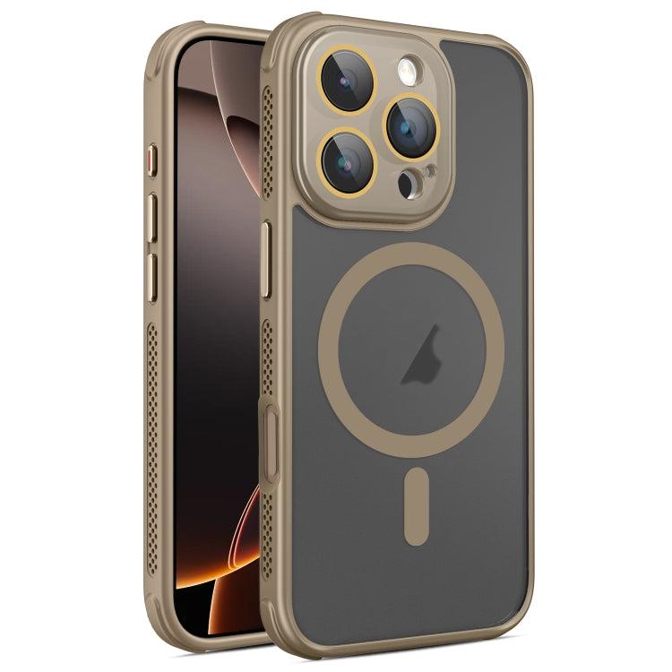 For iPhone 16 Pro Hardware Side Cooling Skin Feel Frosted MagSafe Magnetic Phone Case with Lens Film