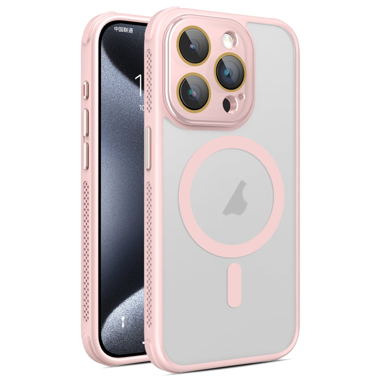 For iPhone 15 Pro Max Hardware Side Cooling Skin Feel Frosted MagSafe Magnetic Phone Case with Lens Film