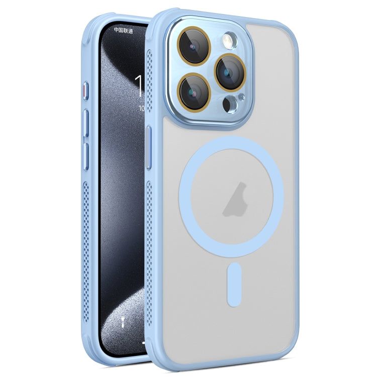 For iPhone 15 Pro Max Hardware Side Cooling Skin Feel Frosted MagSafe Magnetic Phone Case with Lens Film