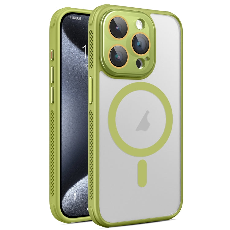 For iPhone 15 Pro Max Hardware Side Cooling Skin Feel Frosted MagSafe Magnetic Phone Case with Lens Film