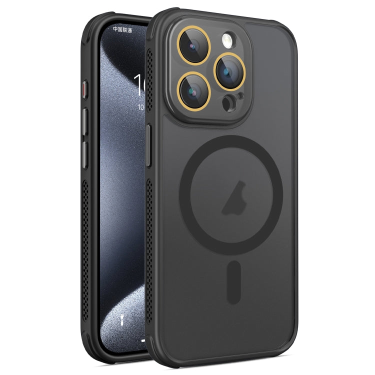 For iPhone 15 Pro Hardware Side Cooling Skin Feel Frosted MagSafe Magnetic Phone Case with Lens Film