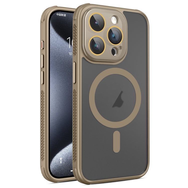 For iPhone 15 Pro Hardware Side Cooling Skin Feel Frosted MagSafe Magnetic Phone Case with Lens Film
