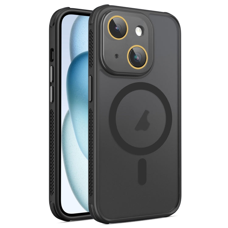 For iPhone 15 Plus Hardware Side Cooling Skin Feel Frosted MagSafe Magnetic Phone Case with Lens Film