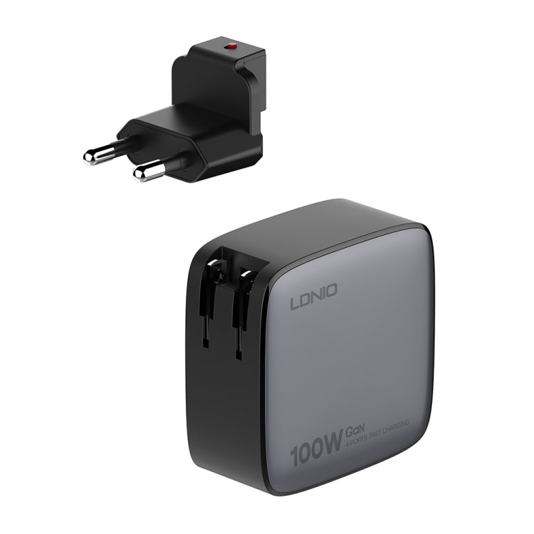 LDNIO Q408 100W GaN USB+3 USB-C / Type-C Interface Charger with 1m 100W USB-C / Type-C to USB-C / Type-C Data Cable, Plug Type:EU Plug