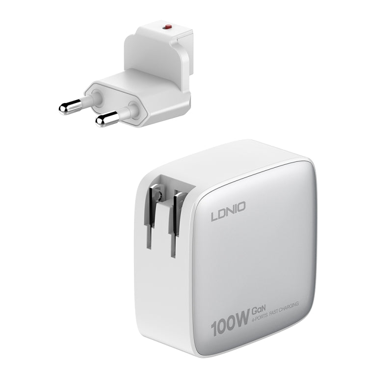 LDNIO Q408 100W GaN USB+3 USB-C / Type-C Interface Charger with 1m 100W USB-C / Type-C to USB-C / Type-C Data Cable, Plug Type:EU Plug