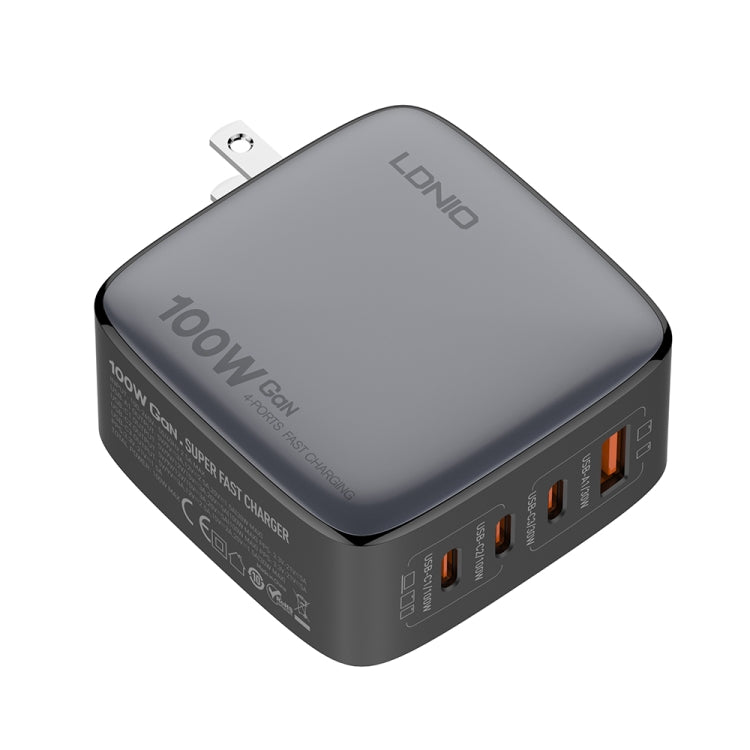 LDNIO Q408 100W GaN USB+3 USB-C / Type-C Interface Charger with 1m 100W USB-C / Type-C to USB-C / Type-C Data Cable, Plug Type:US Plug