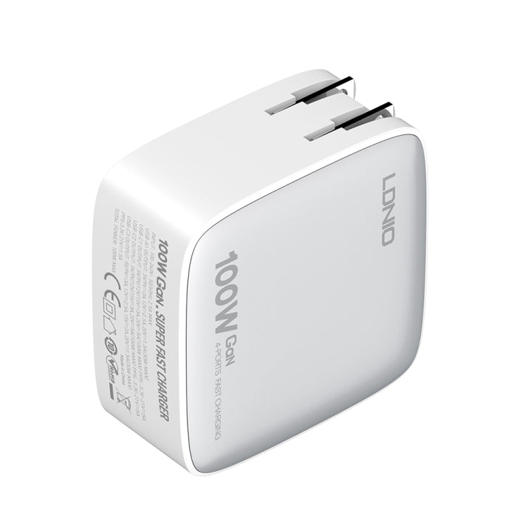 LDNIO Q408 100W GaN USB+3 USB-C / Type-C Interface Charger with 1m 100W USB-C / Type-C to USB-C / Type-C Data Cable, Plug Type:US Plug