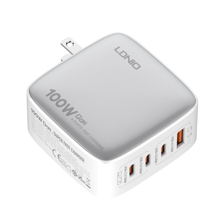 LDNIO Q408 100W GaN USB+3 USB-C / Type-C Interface Charger with 1m 100W USB-C / Type-C to USB-C / Type-C Data Cable, Plug Type:US Plug