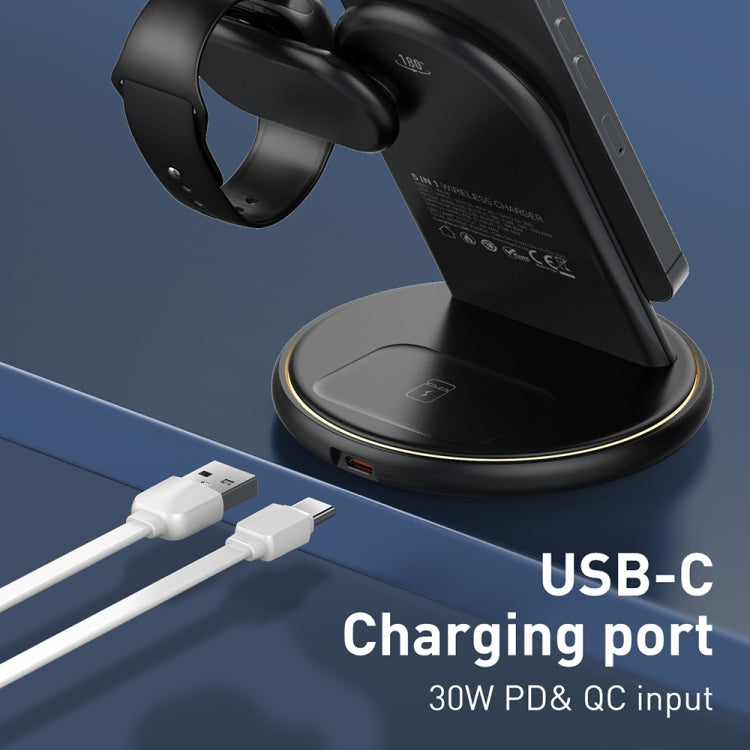 LDNIO WL02 25.5W 5 in 1 MagSafe Wireless Charger with 30cm Type-C Cable - Black