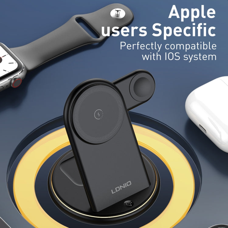LDNIO WL02 25.5W 5 in 1 MagSafe Wireless Charger with 30cm Type-C Cable - Black