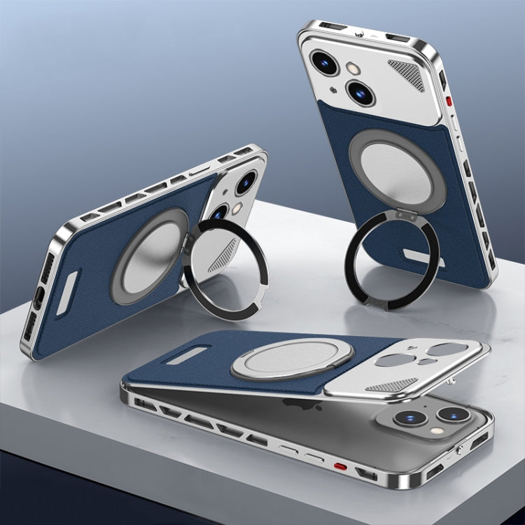 For iPhone 14 Metal Snap Buckle 360 Degree Rotating MagSafe Magnetic Holder Phone Case
