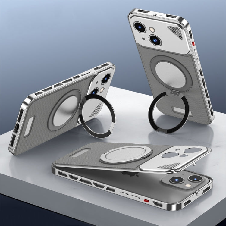 For iPhone 13 Metal Snap Buckle 360 Degree Rotating MagSafe Magnetic Holder Phone Case