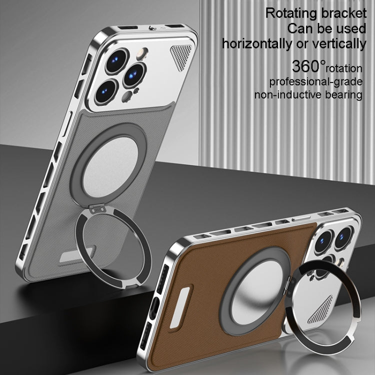 For iPhone 14 Pro Max Metal Snap Buckle 360 Degree Rotating MagSafe Magnetic Holder Phone Case