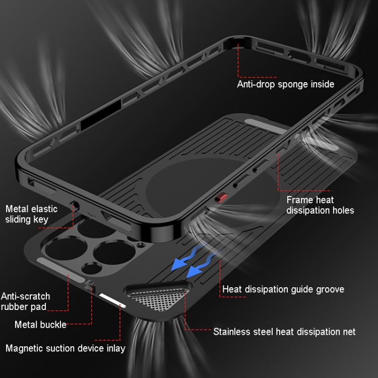 For iPhone 15 Pro Max Metal Snap Buckle 360 Degree Rotating MagSafe Magnetic Holder Phone Case