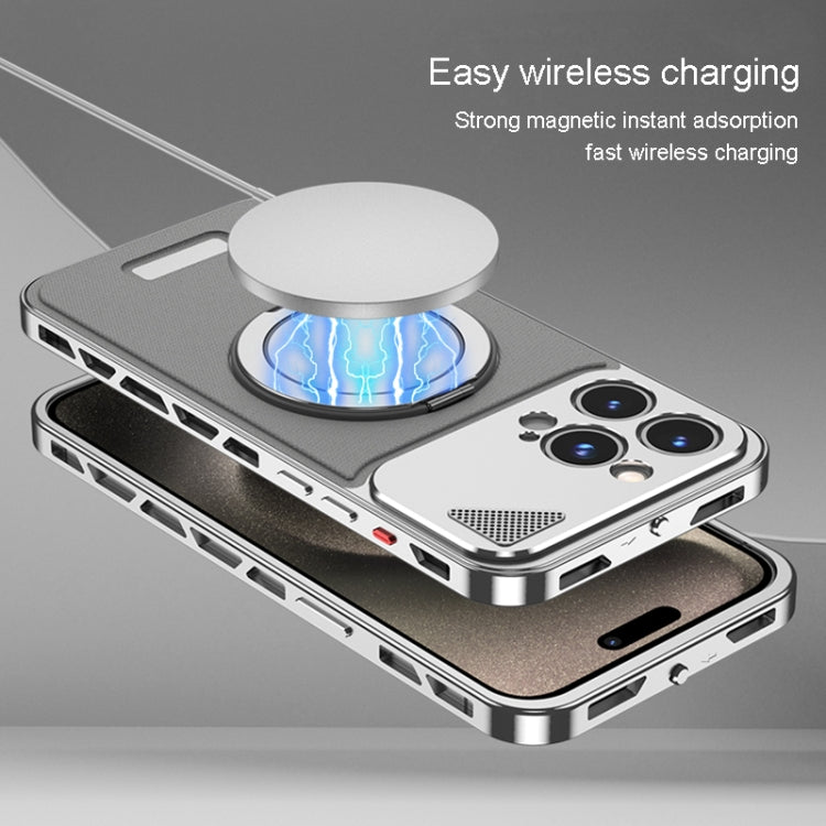 For iPhone 14 Pro Max Metal Snap Buckle 360 Degree Rotating MagSafe Magnetic Holder Phone Case