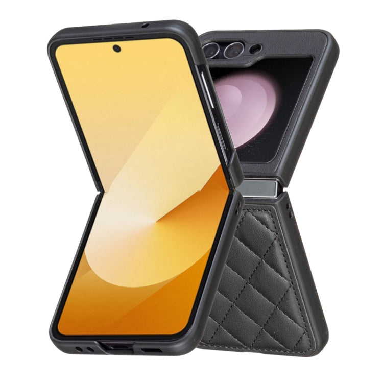 For Samsung Galaxy Z Flip5 Rhombus-shaped Leather Back Cover Phone Case