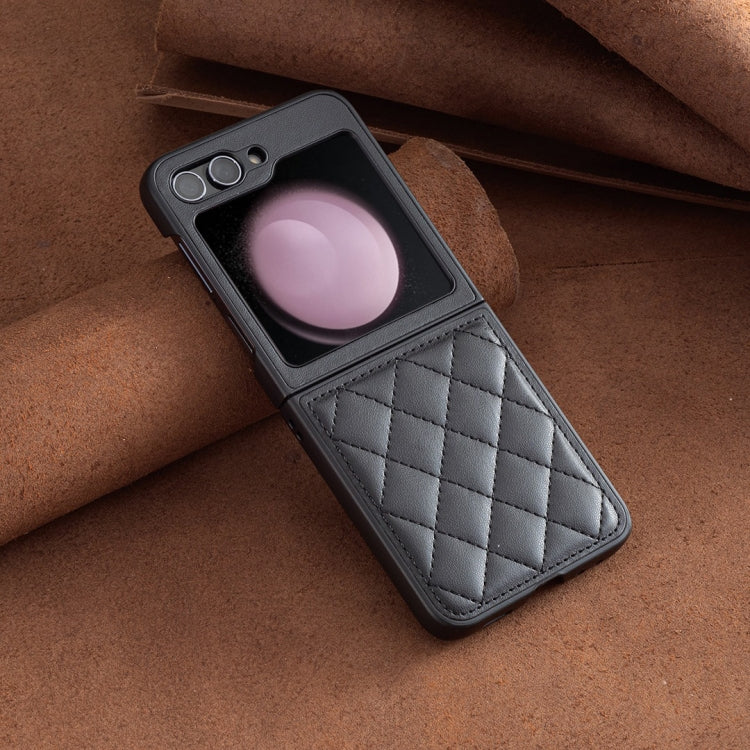 For Samsung Galaxy Z Flip5 Rhombus-shaped Leather Back Cover Phone Case