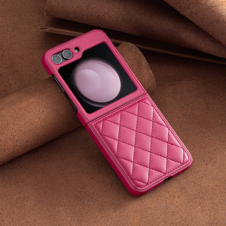 For Samsung Galaxy Z Flip5 Rhombus-shaped Leather Back Cover Phone Case