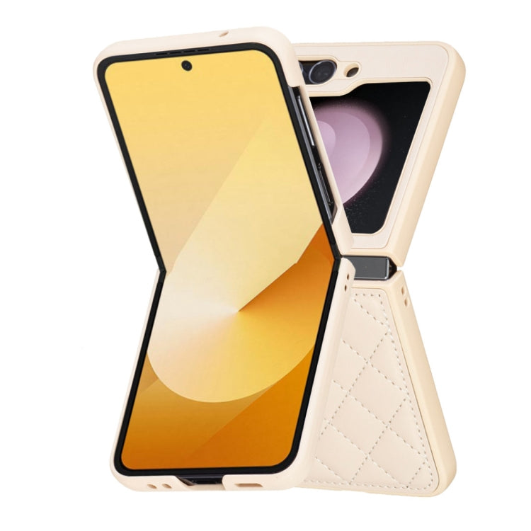 For Samsung Galaxy Z Flip5 Rhombus-shaped Leather Back Cover Phone Case