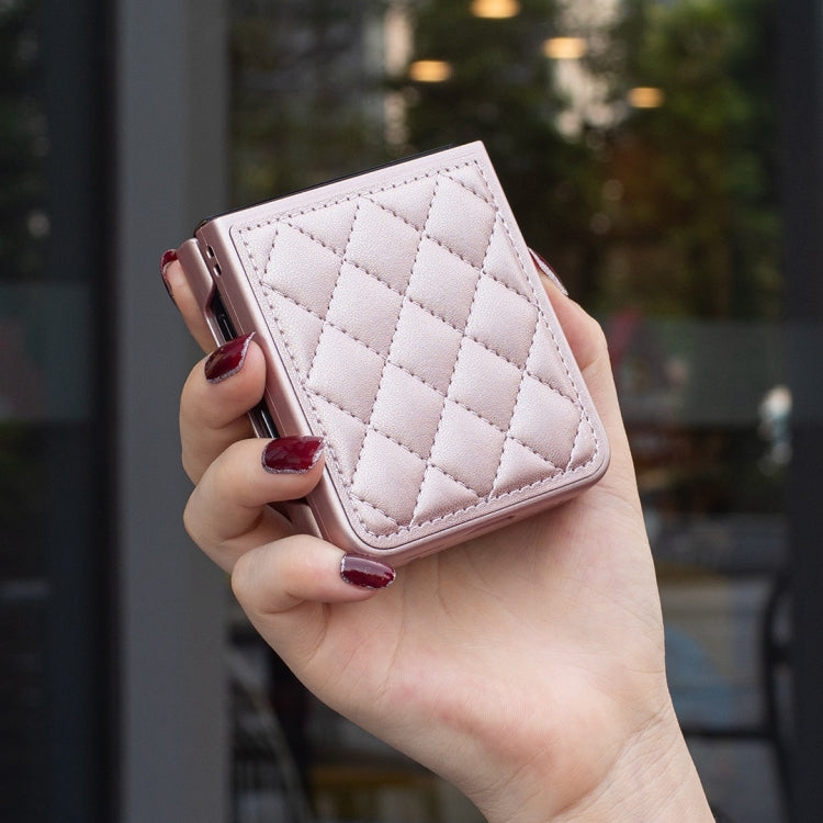 For Samsung Galaxy Z Flip5 Rhombus-shaped Leather Back Cover Phone Case