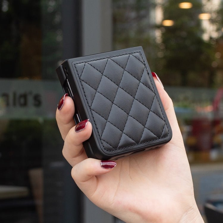 For Samsung Galaxy Z Flip4 Rhombus-shaped Leather Back Cover Phone Case
