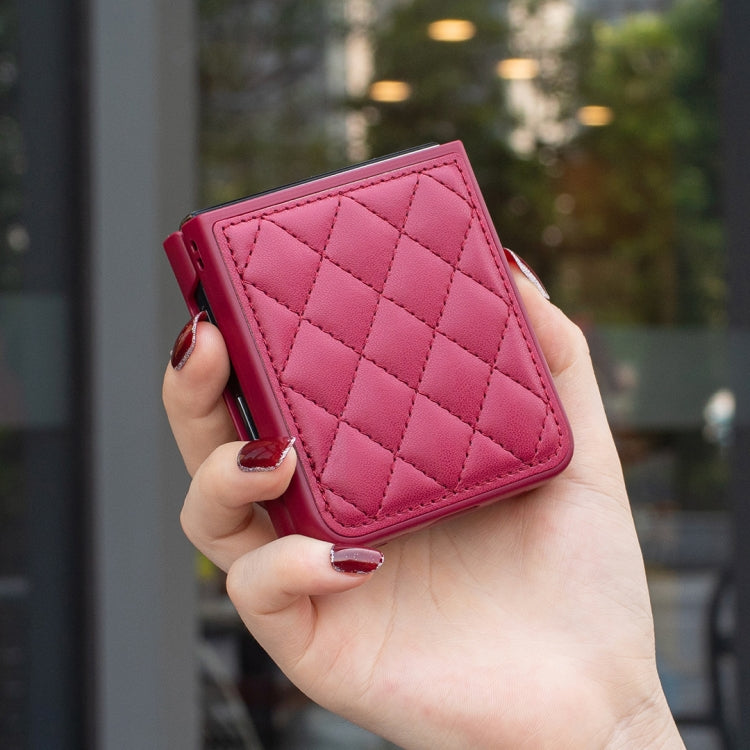 For Samsung Galaxy Z Flip4 Rhombus-shaped Leather Back Cover Phone Case