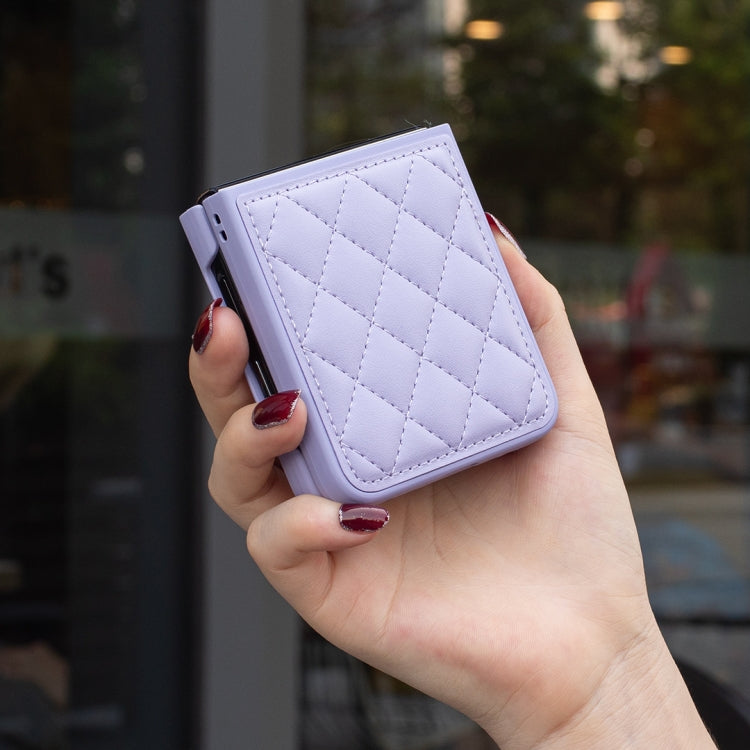 For Samsung Galaxy Z Flip4 Rhombus-shaped Leather Back Cover Phone Case
