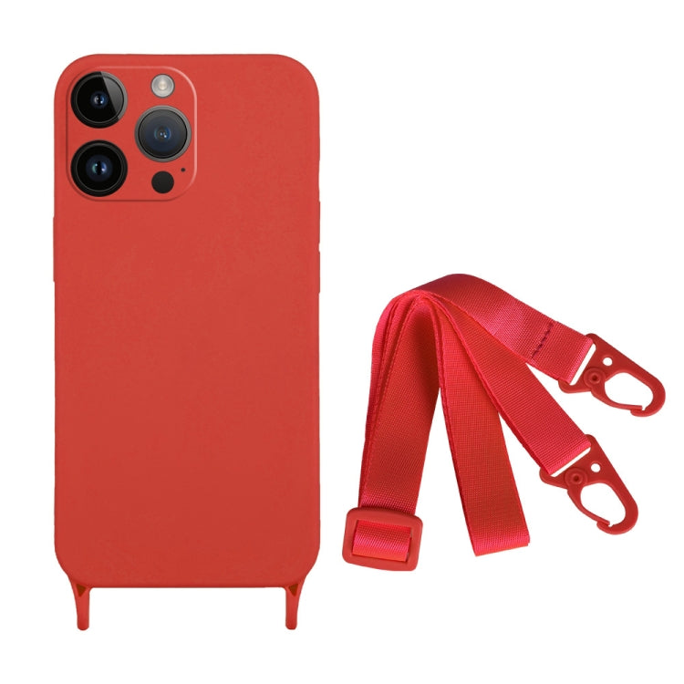 For iPhone 15 Pro Fine Hole Silicone Phone Case with Lanyard