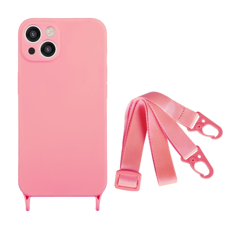 For iPhone 15 Fine Hole Silicone Phone Case with Lanyard