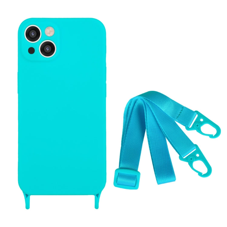 For iPhone 14 Plus Fine Hole Silicone Phone Case with Lanyard