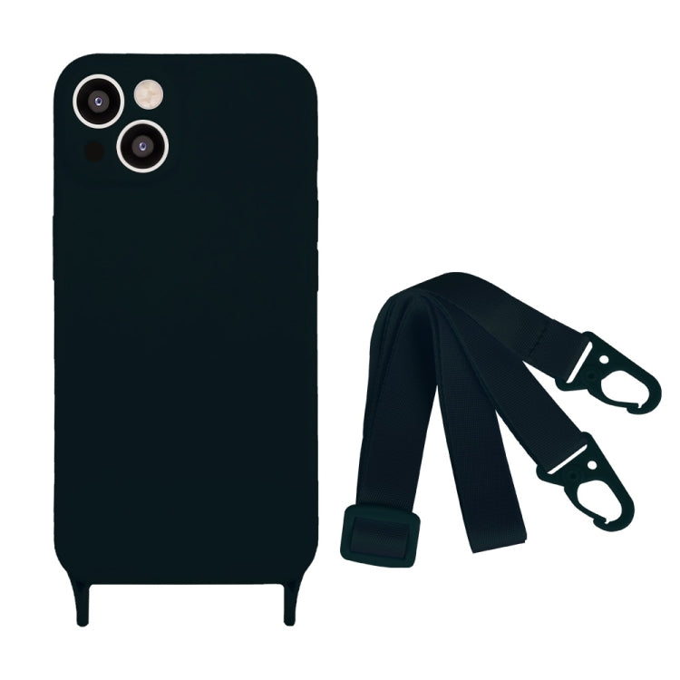 For iPhone 14 Plus Fine Hole Silicone Phone Case with Lanyard