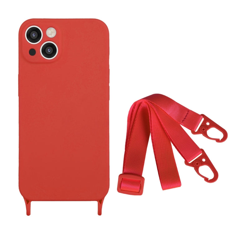 For iPhone 14 Plus Fine Hole Silicone Phone Case with Lanyard