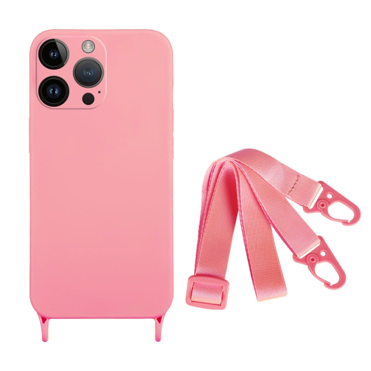 For iPhone 14 Pro Max Fine Hole Silicone Phone Case with Lanyard