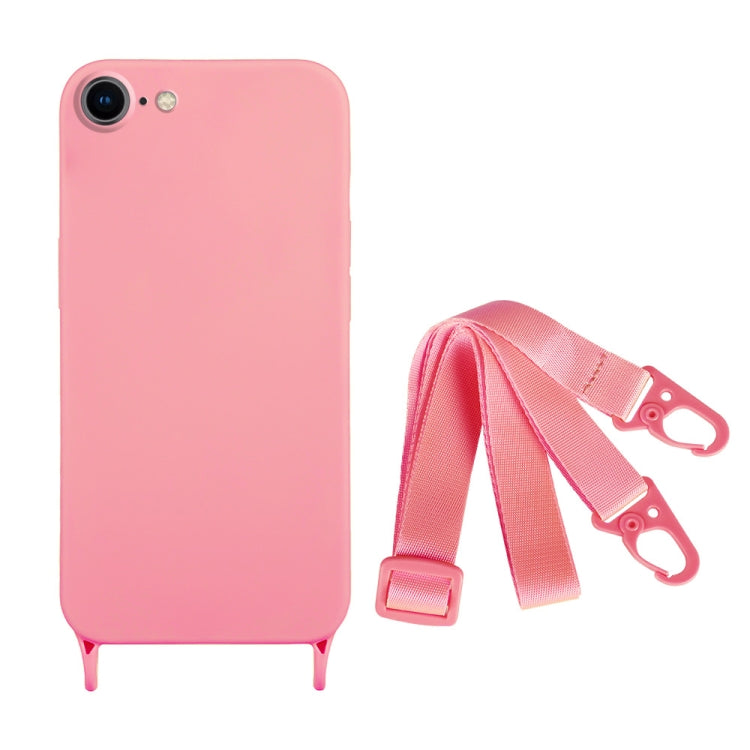 For iPhone SE 2022 / 2020 Fine Hole Silicone Phone Case with Lanyard