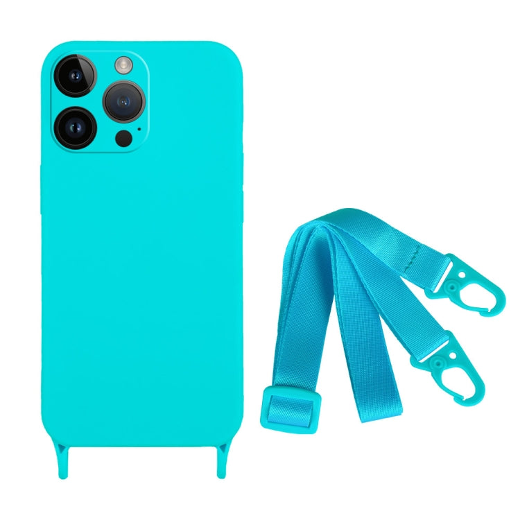 For iPhone 13 Pro Max Fine Hole Silicone Phone Case with Lanyard