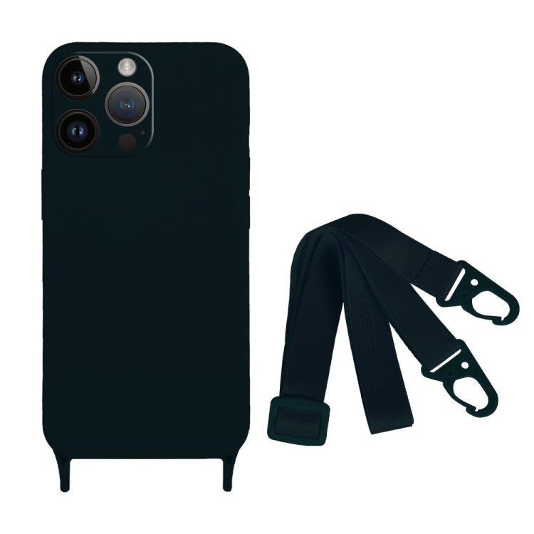 For iPhone 13 Pro Max Fine Hole Silicone Phone Case with Lanyard